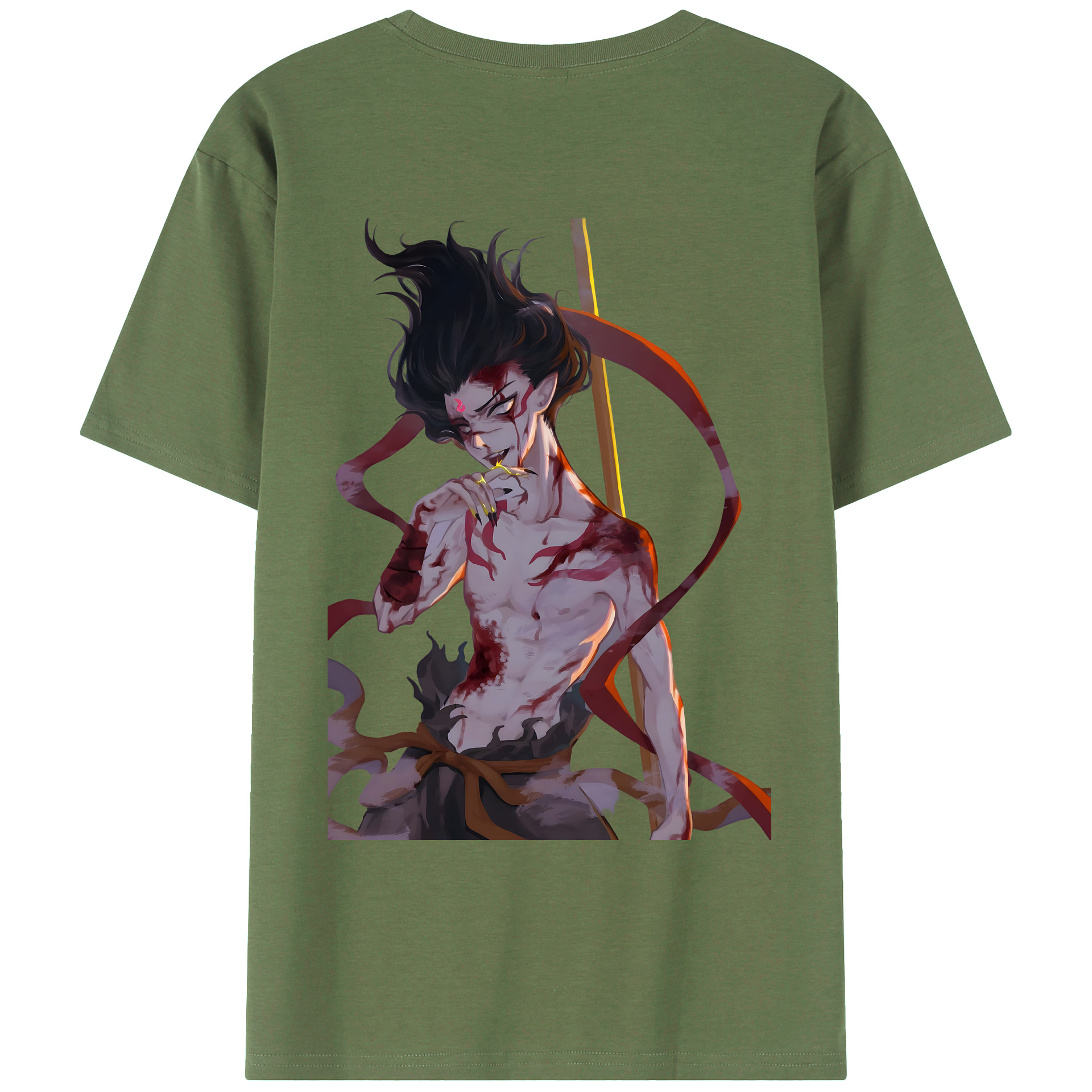 （画像用） Ne Zha 2 ナタ 魔童の大暴れ 綿100％ メンズ半袖Tシャツ（バックプリント） 通気性